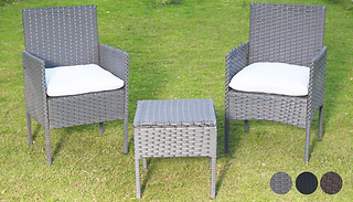 3-Piece Rattan Armchairs & Side Table Set - 3 Colours