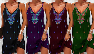 Boho-Style V-neck Summer Dress - 4 Colours & 5 Sizes