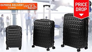 Set of 3 Hard Shell Lightweight 4-Wheel Suitcases