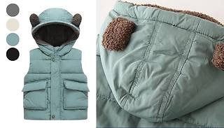 Kids Cosy Puffer Vest with Hood Ears - 4 Colours & 5 Sizes