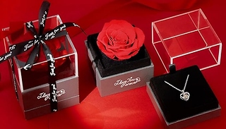 Eternal Flowers Preserved Rose Gift Box with Necklace - 3 Colours