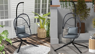 Outsunny Patio Hanging Rattan Egg Chair - with Chusions!