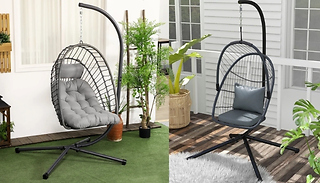 Outsunny Patio Hanging Rattan Egg Chair - 2 Styles