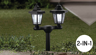 2-in-1 Solar Antique-Style Twin Head Garden Street Lamp