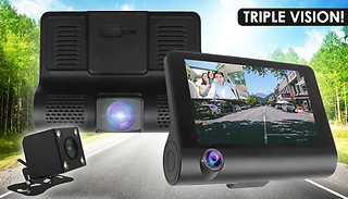 Triple Vision Dash Cam - Front, Rear & Interior Lenses