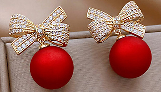 Red Christmas Bauble Earrings 