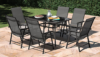 7-Piece Folding Chair & Metal Table Dining Set