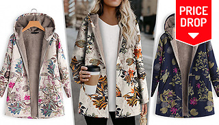 Autumn-Print Lined Hooded Jacket - 8 Sizes & 3 Colours