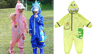Kids Dinosaur Waterproof Rain Suit with Hood - 3 Colours & 3 Sizes