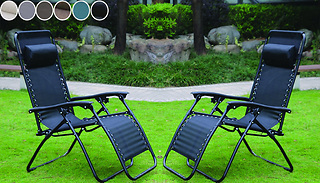 1 or 2 Zero Gravity Reclining Garden Chair - 6 Colours