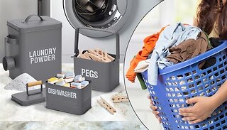 Set of 3 Laundry & Cleaning Storage Tins
