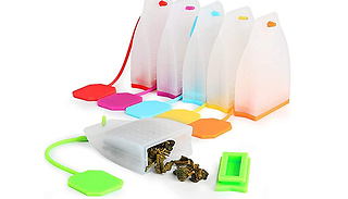 6-Pack Colourful Reusable Silicone Tea Bags
