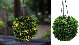 Solar-Powered LED Topiary Ball Ornament Lights - 1 or 2 Lights