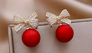 Red Bauble Ornament Dangle Earrings