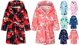 Kids Cartoon Super Soft Hooded Dressing Gown - 10 Designs & 6 Sizes