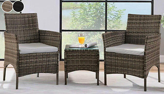 3-Piece Rattan Patio Table & Chairs Set