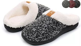 Fleece-Lined Memory Foam Bedroom Slippers - 3 Colours, 5 Sizes