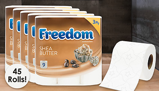 45 Rolls of Freedom Quilted 3-Ply Toilet Paper - 3 Options