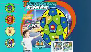4-in-1 Kids Dart Board with Sticky Balls - 4 Designs