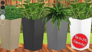 Set of 2 Rattan Tall Planters - 5 Colours & 3 Sizes