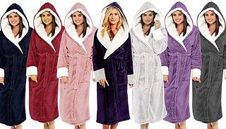 Hooded Long Line Dressing Gown - 7 Colours 