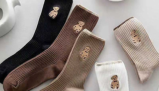 10 Pairs Cute Solid Breathable Bear Socks