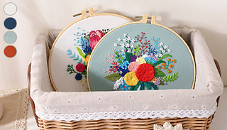 Flower Bouquet DIY Cross Stitch Embroidery Starter Kit - 4 Colours