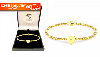 Gold Plated Diamond Heart Magnetic Clasp Bracelet