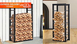 HOMCOM Metal Rust-Resistant Firewood Log Rack - 2 Sizes
