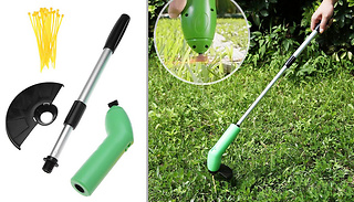 Extending Cordless Grass Trimmer & Weed Cutter With Zip Ties