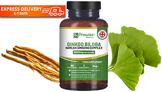 Ginkgo Biloba & Korean Ginseng 8000mg Tablets - 3-Month Supply!