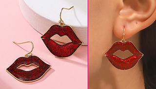 Vintage-Style Red Lips Dangle Earrings - 1 or 2 Pairs