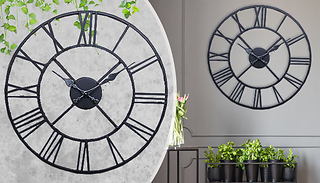 Giant Vintage-Style Roman Numeral Wall Clock - 2 Sizes