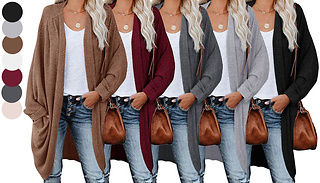 Women's Waffle Knit Batwing Cardigan - 7 Colours & 4 Sizes