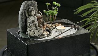 Tabletop Buddha Zen Garden Fountain with LED Light