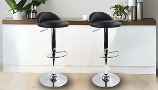 Black PU Leather Gas-Lift Bar Stool - Buy 1 or 2! 