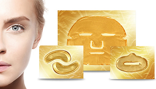 30-Piece Crystal Collagen Gold Face, Lip & Eye Mask Bundle