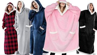Fleece-Lined Floor-Length Hooded Blanket - 5 Colours