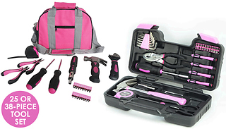 25 or 38-Piece Pink DIY Tool Kit