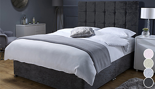 Crushed Velvet Divan Bed & Memory Foam Mattress - 4 Colours
