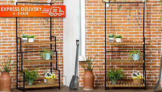 Outsunny 3-Tiered Plant Stand with Hanging Hooks