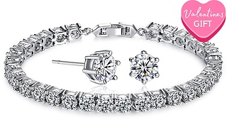7ct Simulated Sapphire Tennis Bracelet with FREE Earrings!
