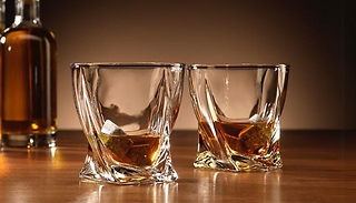 Pair of Twisted Drinking Glasses - Free Ice Stones!