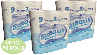 45 or 90 Rolls 3-Ply Soft Quilt Toilet Rolls