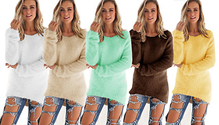 Fluffy Long-Sleeve Jumper - 5 Colours & 5 Sizes