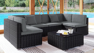 7-Piece Rattan Modular Garden Set With Cushions