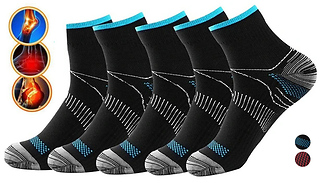 5 Pairs Fasciitis Compression Socks - 3 Colours