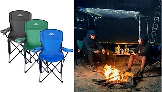Lightweight Foldable Camping Chair with Cup Holder & Side Pocket - 3 C ...