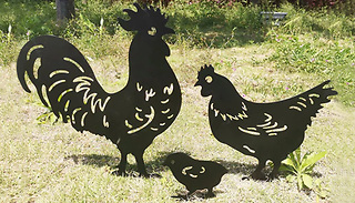 Chicken Family Metal Garden Ornaments