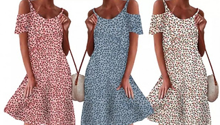 Drop-Shoulder Floral Summer Dress - 3 Colours & 8 Sizes